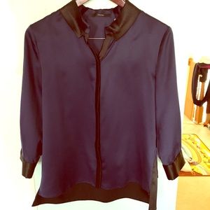Tahari navy blouse